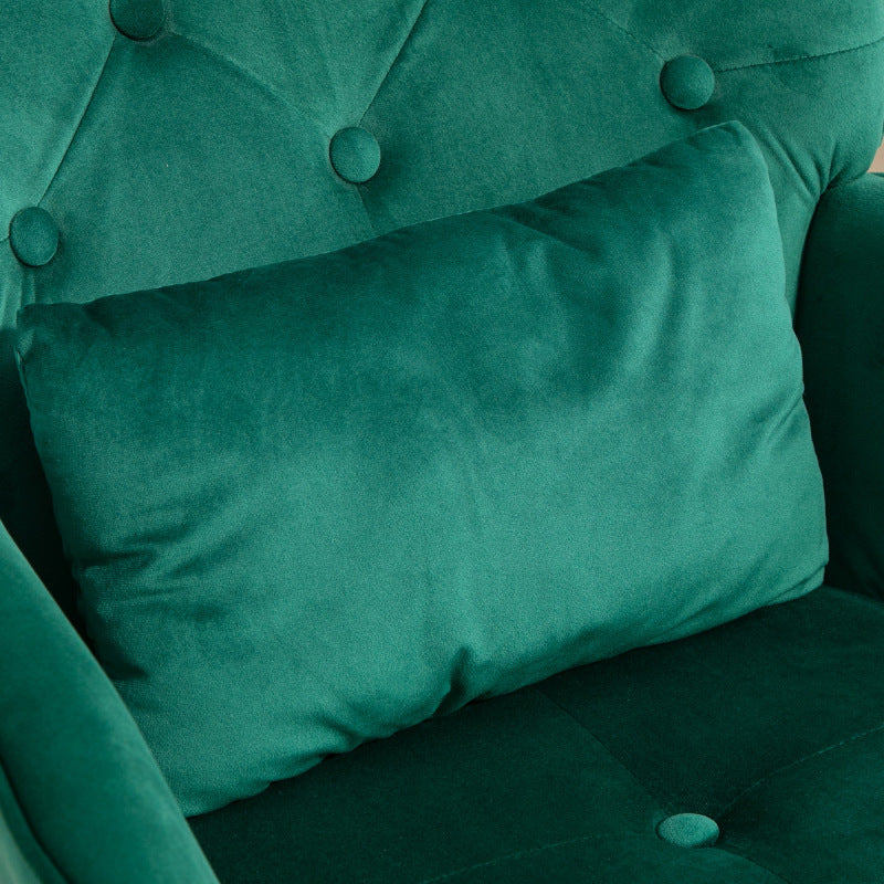 Schommelstoel – Relaxstoel – Schommelstoel Met Voetenbank – Lounge Stoel – Fauteuil – Groen – Fluwelen Bekleding – Houten Poten