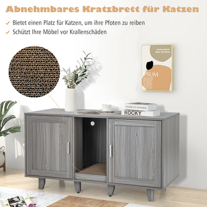 Kattenbakmeubel – Kattenbakkast – Kattenbak Verstopper – Kattenbak Ombouw – Kattenbak Omhuis – Groot Model – MDF Materiaal – Afgeschermde Privé Ruimte