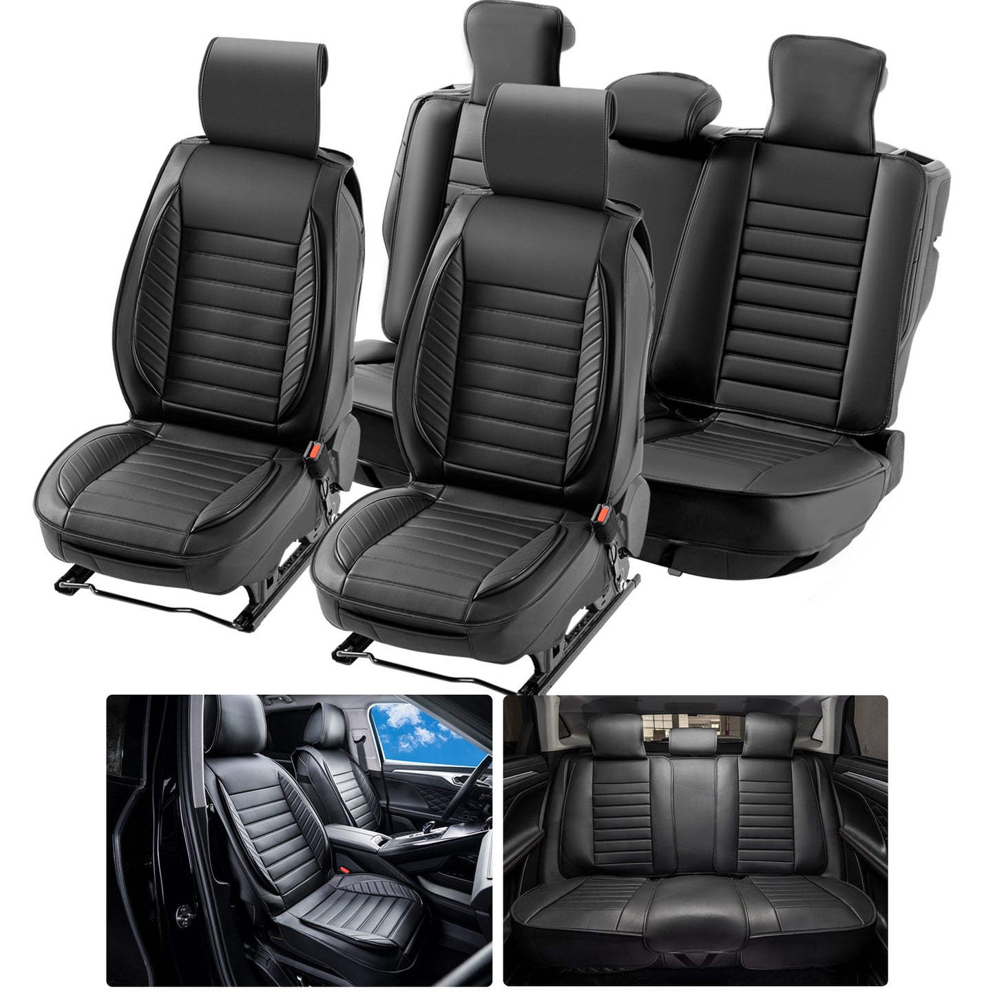 Autostoelhoes – Stoelhoes – Autostoelhoezens – Stoelhoezens – Autostoelbeveiliging – Universele Pasvorm – Kunstleer 9-delig – Airbag Compatibel