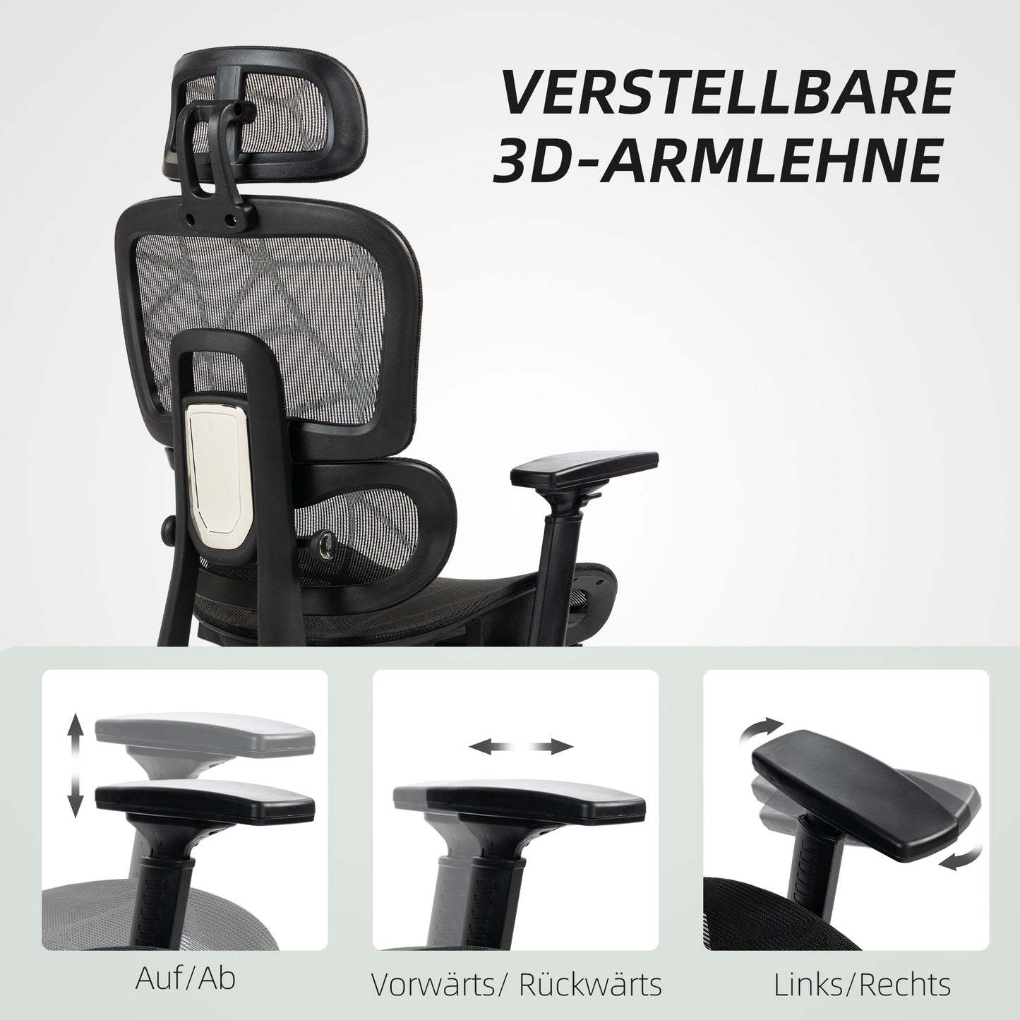 Bureaustoel – Ergonomische Stoel – Office Chair – Draaistoel – Kantoorstoel – Verstelbare Hoofdsteun & Armleuningen – Mesh Bekleding Met Voetensteun