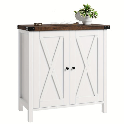 Farmhouse Buffetkast – Dressoir – Opbergkast – Sideboard – Consolekast – Wit Bruin – Verstelbare Legplanken – Compact Formaat