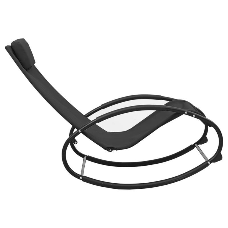 Lounge Chair with Cushion Made of Steel And Textilene in Black, Suitable for Balconies, Terraces, Backyards, Pools, And Beaches.