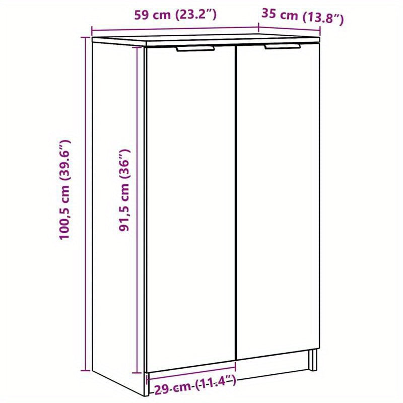 Schoenenkast – Schoenenrek – Schoenenopberger – Halkast – Schoenenbank – Beton Grijs – Compact 59x35x100 cm – Duurzaam Plaatmateriaal