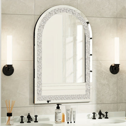 Wandspiegel – Passpiegel – Badkamerspiegel – Hangspiegel – Woonspiegel – Boogvormig Design – 60x90 cm Kristalhelder Glas