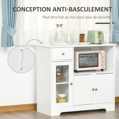 Magnetronkast – Keukenkast – Opbergkast – Ovenkast – Keukenmeubel – MDF Met Verstelbare Glazen Legplanken – Waterbestendig & Anti-Kantel Systeem