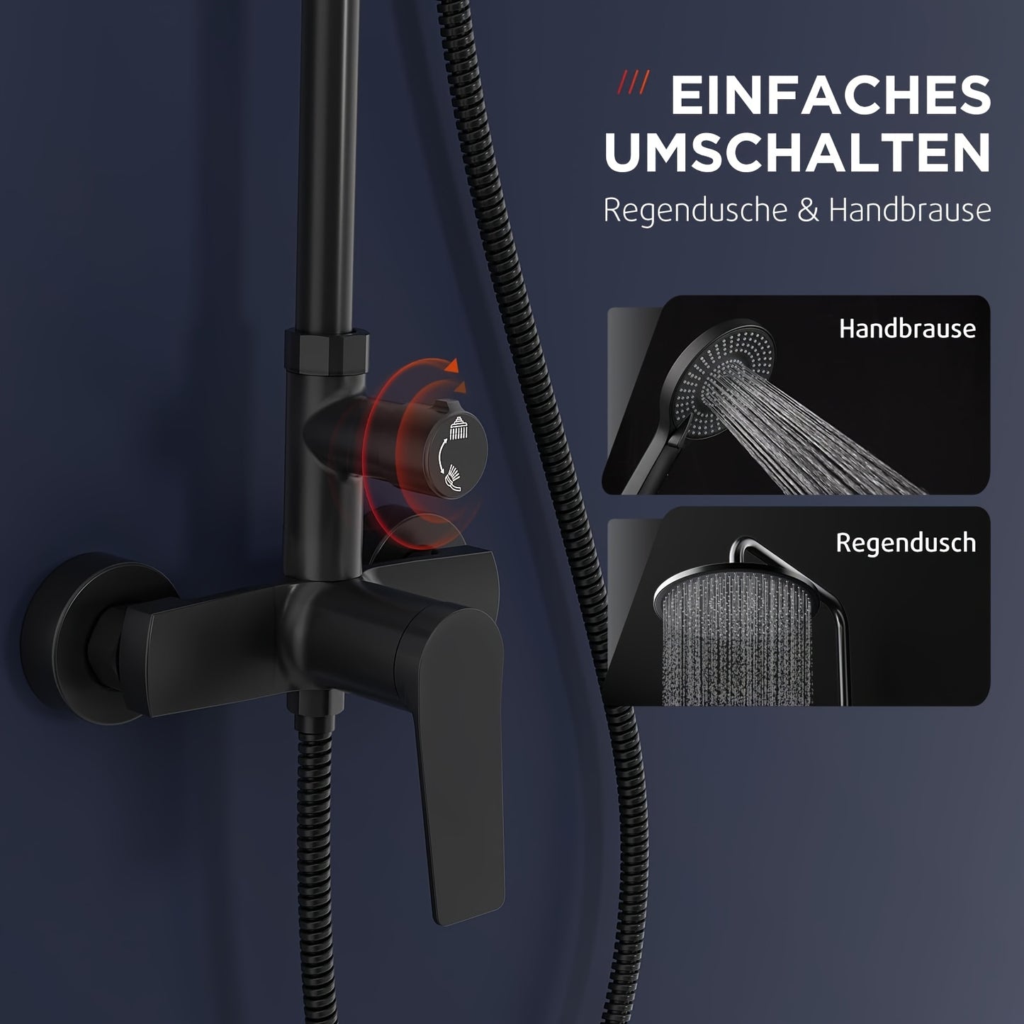 Matte Zwarte Doucheset – Regendouche – Douchekraan – Douchekop – Douche Inbouw – 25 cm Regendouche – Hoogwaardig Messing