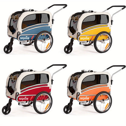 Hondenfietskar – Hondenkar – Fietskar – Hondenbuggy – Huisdierenwagen – 2-in-1 Opvouwbaar – Draagvermogen 30 kg