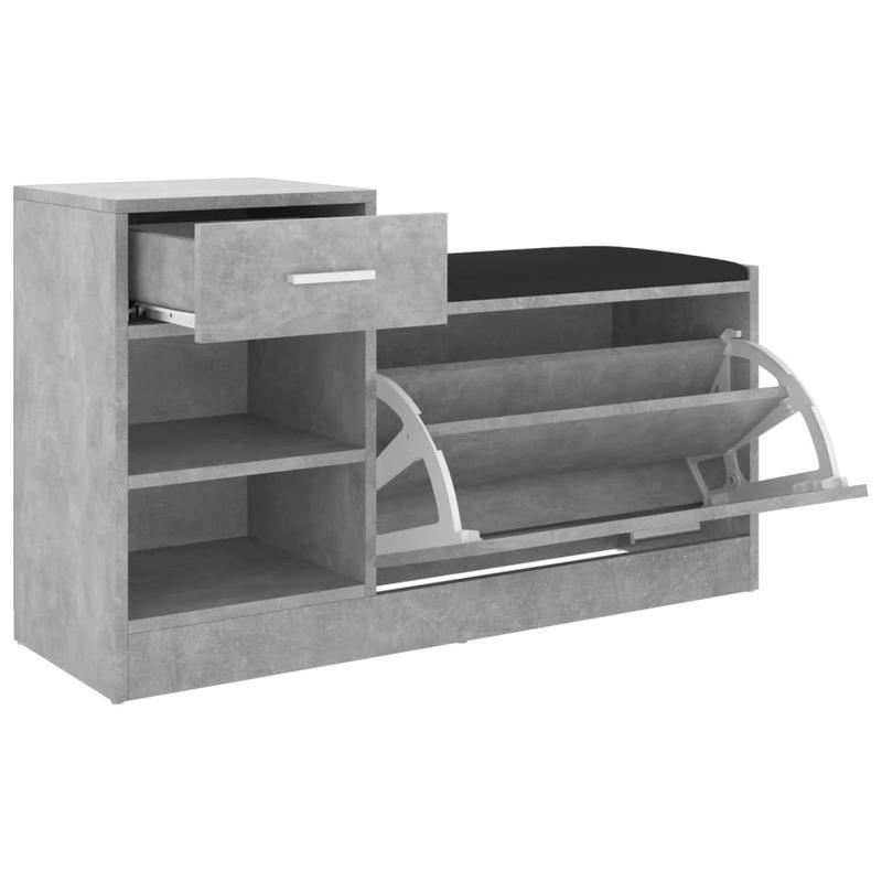 Schoenenkast – Schoenenrek – Schoenenopberger – Halmeubel – Schoenenbank – Cementgrijs – 94,5x31x57 cm – Hoogwaardig Multilayer Materiaal