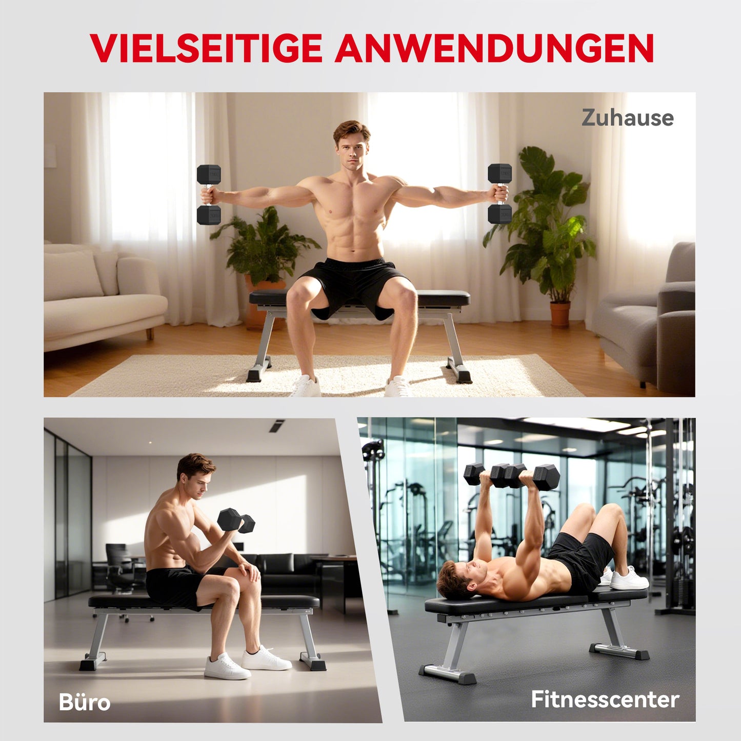 Dumbbell – Halter – Gewicht – Krachttrainer – Fitnessgewicht – 20 kg Zeshoekige Rubberen Coating – Antislip Knurl Grip