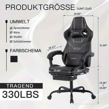 Gamingstoel – Gamestoel – Gaming Chair – Game Stoel – Bureaustoel – Verstelbaar – Met Voetensteun – Ergonomische Lendensteun – Lichtblauw