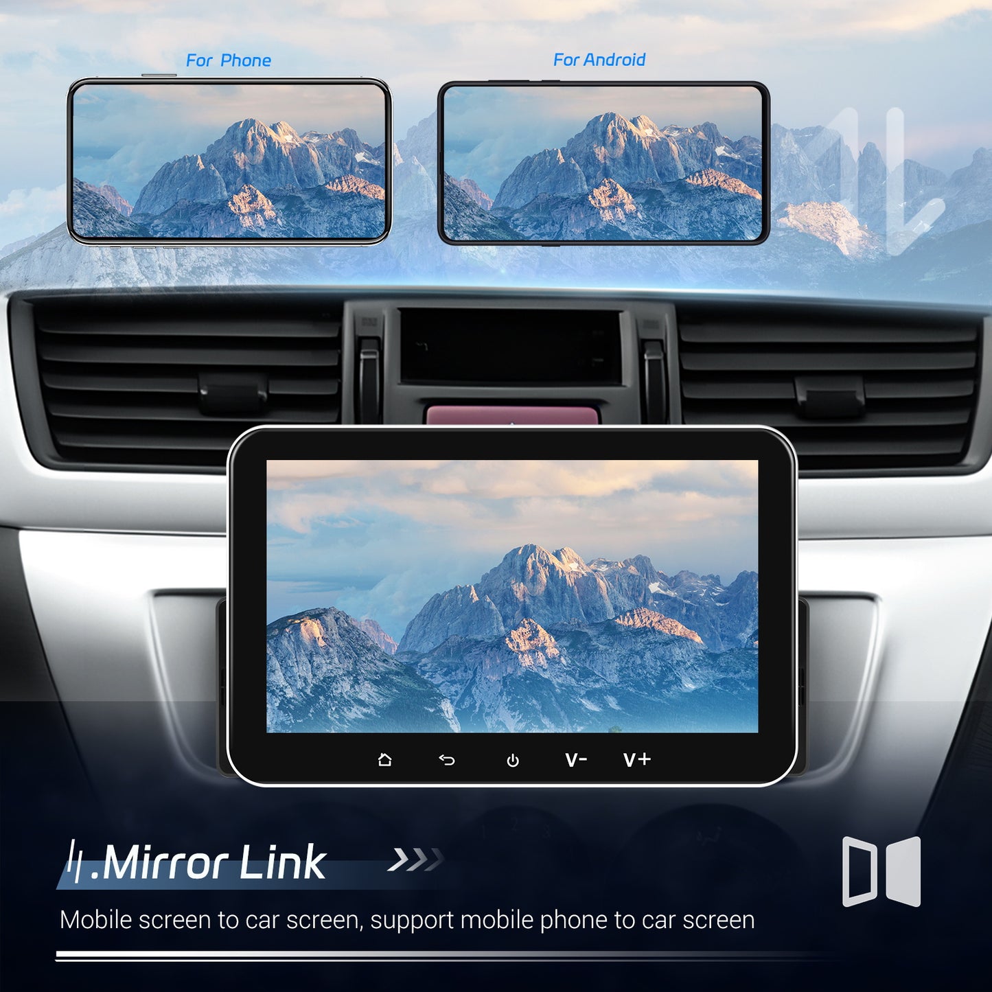 1 DIN Android Autoradio – Auto Multimedia Systeem – Inbouw Radio – Car Stereo – Navigatie Systeem – 7” HD IPS Touchscreen – Draadloze Connectiviteit & Achteruitrijcamera Ondersteuning