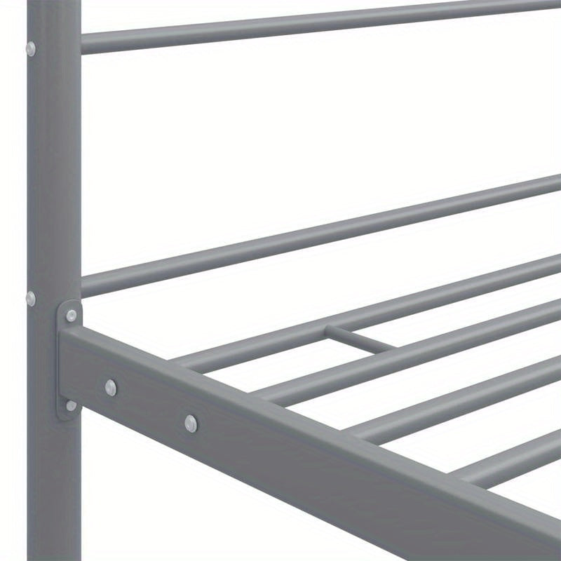 Metalen Bedframe – Stalen Bed – Canopy Bed – Bedframe 200x200 – Grijs – Stevig en Duurzaam – Overhead Frame voor Gordijnen