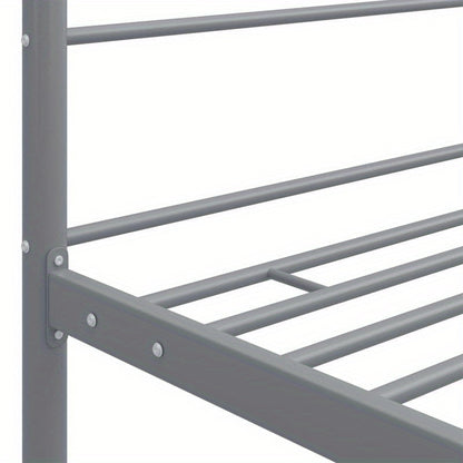 Metalen Bedframe – Stalen Bed – Canopy Bed – Bedframe 200x200 – Grijs – Stevig en Duurzaam – Overhead Frame voor Gordijnen