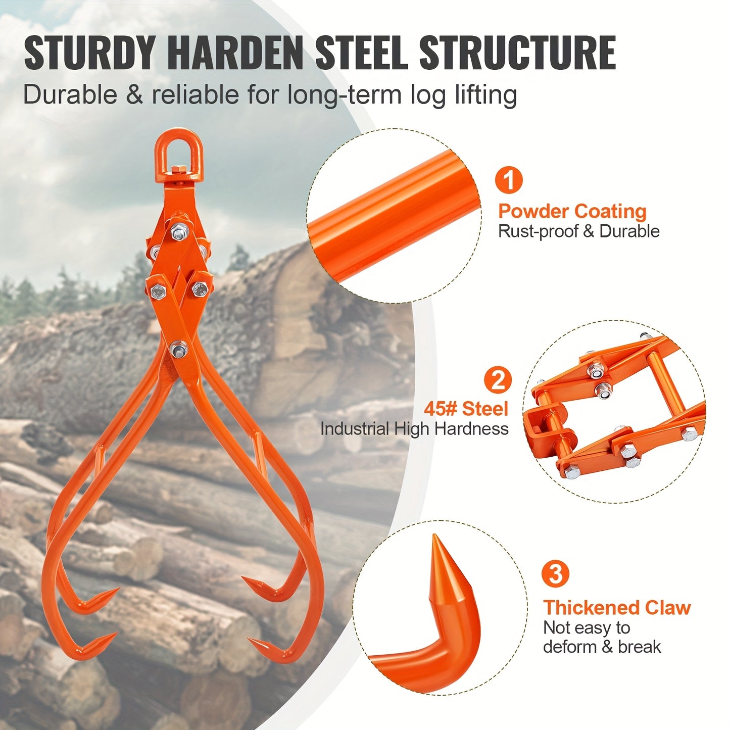 Hijsklem – Liftklem – Balkklem – Draagklem – 4-Klauwliftklem – 71 cm – 360° Draaibare Kop – Robuuste Metalen Constructie