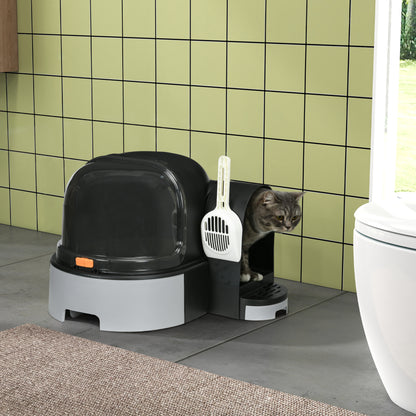 Kattenbak – Kattenbakken – Kattentoilet – Kattenhuis – Gesloten Kattenbak – Makkelijk Schoon Te Maken – Ruime Zij-Ingang – Donkergrijs