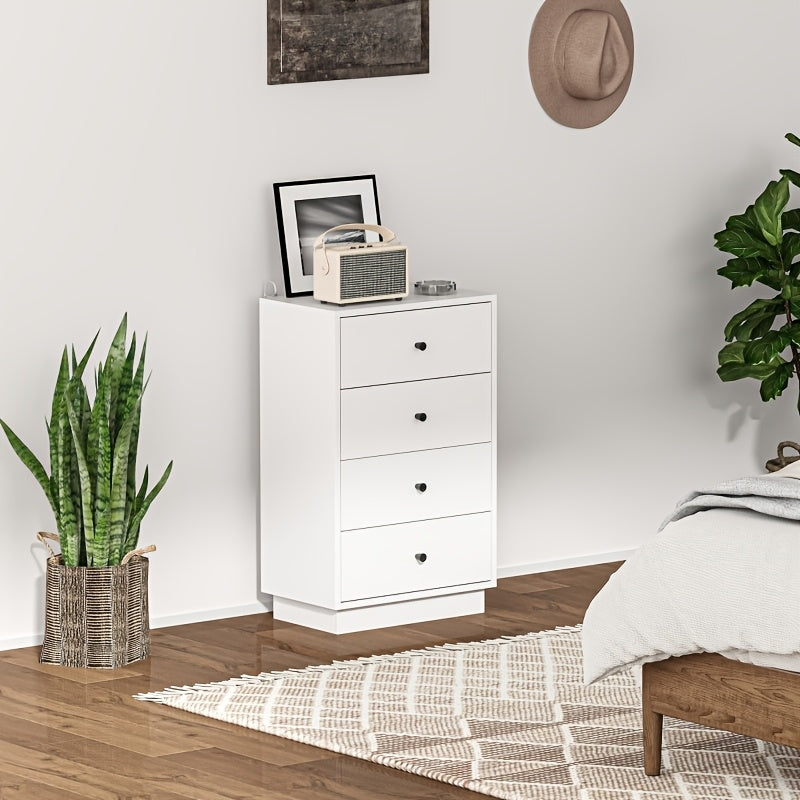 Ladekast – Ladekasten – Dressoir – Opbergkast – Opbergmeubel – Wit – 4 Lades en 3 Open Planken – Ruimtebesparend en Stevig