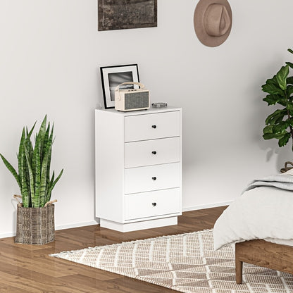 Ladekast – Ladekasten – Dressoir – Opbergkast – Opbergmeubel – Wit – 4 Lades en 3 Open Planken – Ruimtebesparend en Stevig