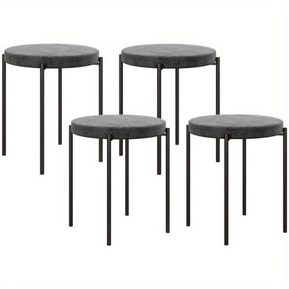 Küchenhocker 4-Er Set, Stapelbar, Samtoptik, Bis 100Kg, Stahlrahmen, 41.5 X 41.5 X 46 Cm, Dunkelgrau, Freizeitstuhl, Bequeme Wohnzimmermöbel, Multifunktionaler Sitz, Geeignet Für Wohnzimmer, Schlafzimmer, Esszimmer, Flur,