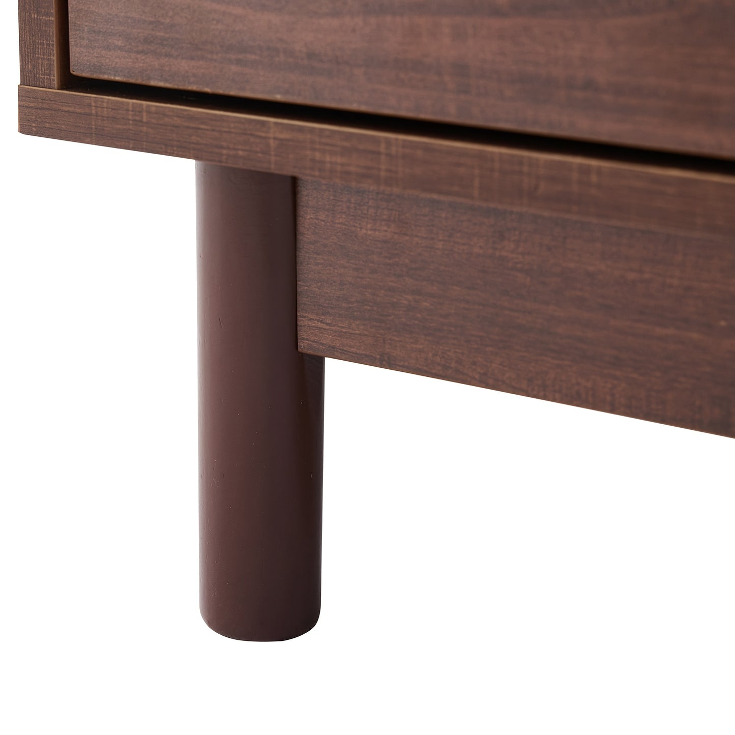 Modern TV Stand Compatible for 80-Inch TVs, Metal Frame with Dark Wood Grain, 2 Rattan Doors & 4 Drawers, Cable Management System & Hydraulic Hinge Doors - Media Console