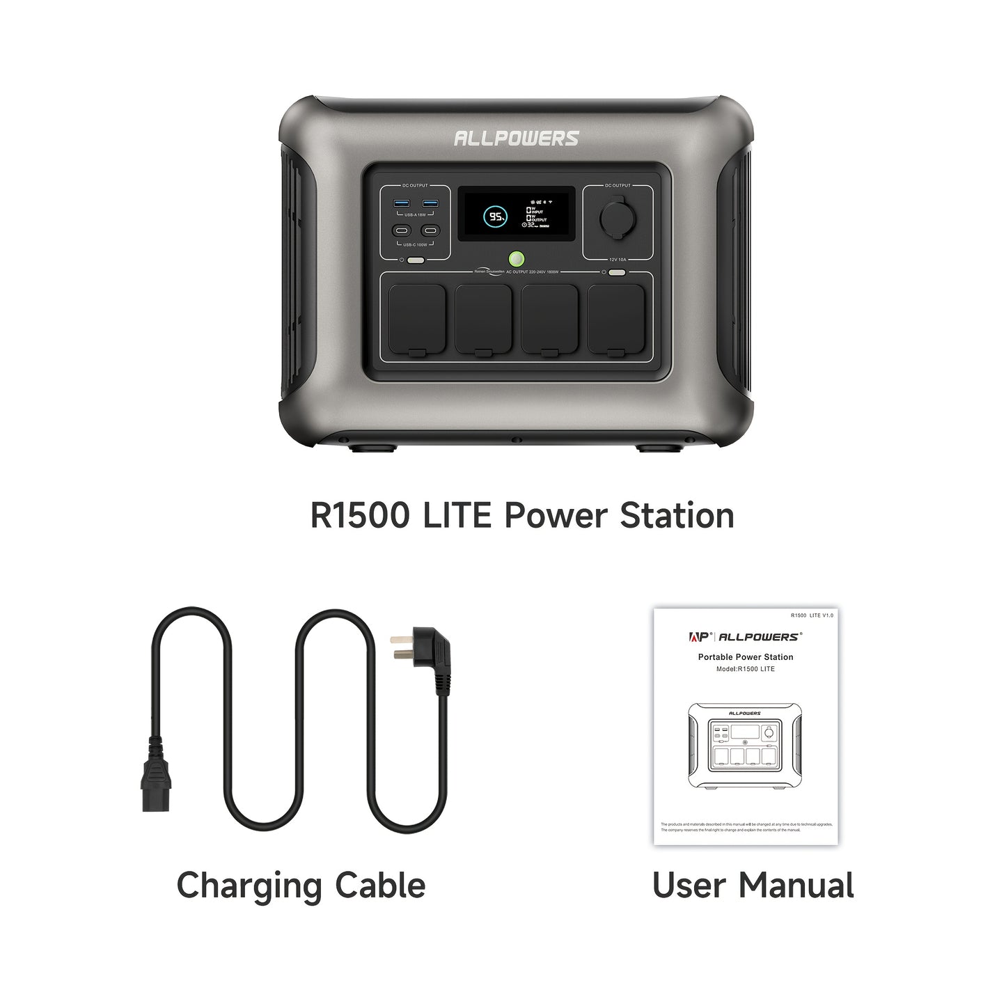 Powerstation – Mobiele Generator – Noodstroom – Draagbare Accu – Zonne-energiecentrale – 1056Wh LiFePO4 – 1600W Continu Vermogen – Snelle Oplading 40 Min