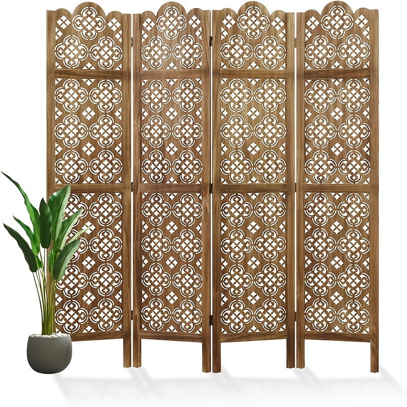 Kamerscherm – Roomdivider – Scheidingswand – Paravent – Ruimteverdeler – 4 Panelen – Hardhout – Vouwbaar & Vrijstaand