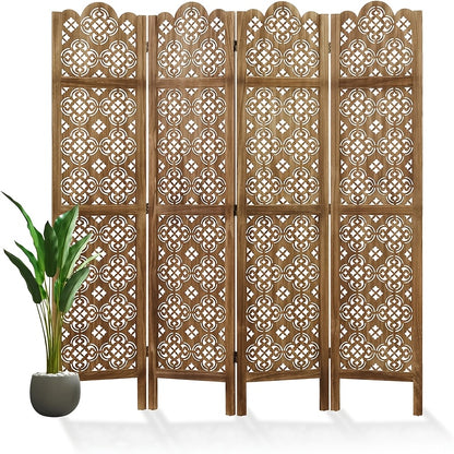 Kamerscherm – Roomdivider – Scheidingswand – Paravent – Ruimteverdeler – 4 Panelen – Hardhout – Vouwbaar & Vrijstaand