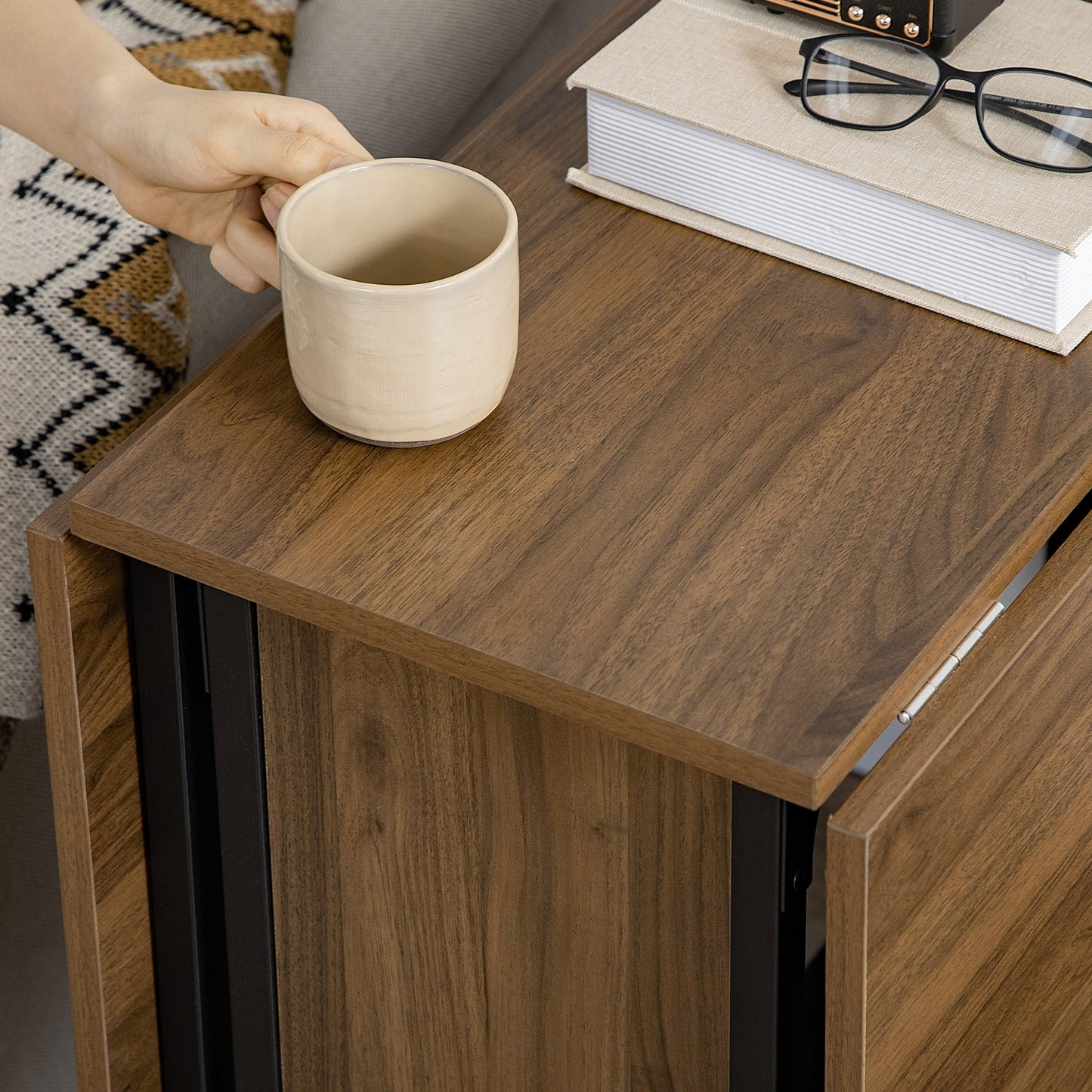Mobiele Inklapbare Tafel – Opvouwbare Werktafel – Klaptafel – Verplaatsbare Tafel – Compacte Tafel – 130x80 CM – Bruin Met Dubbele Bladen