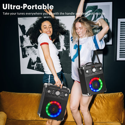 Draagbare Karaoke Machine – Karaoke Speaker – Party Speaker – Bluetooth Speaker – Muziekbox – Draadloos Met 2 Microfoons – RGB Verlichting – USB-C Snel Opladen