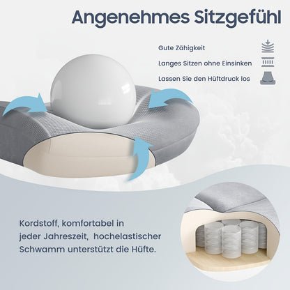 Ergonomische Bureaustoel – Bureaustoel – Werkstoel – Computerstoel – Bureaukruk – XXL Breed Zitvlak – Metalen Frame – Hoge Rugleuning – Lendensteun – Grijs S