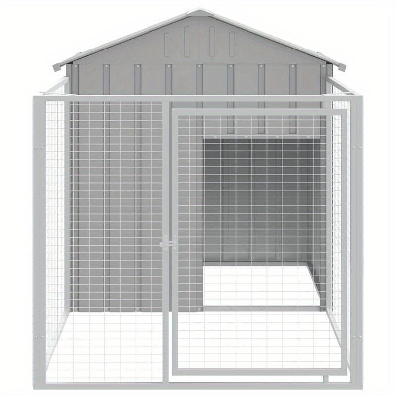 Hondenkennel – Hondenren – Dierenren – Buitenkennel – Hondenverblijf – Gegalvaniseerd Staal – Ruime Afmetingen 117x201x123 cm – Weerbestendig Met Dak