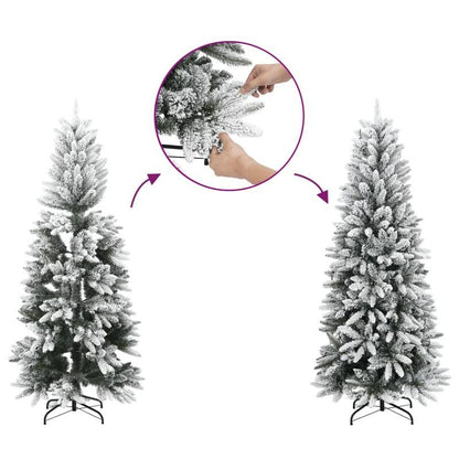120cm (4ft) Full Snow-Covered Artificial Christmas Tree - Heavy Base Wide Standing Floor Tree for Living Room, Bedroom, Entryway - No Assembly Required, Realistic Winter Wonderland Decor - Easy Foldable Setup Holiday Decorati
