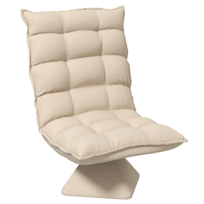 Vloerstoel – Zitzak – Meditatiestoel – Draaistoel – Loungestoel – Beige – Verstelbare Rugleuning tot 120° – 360° Draaibaar Met Stevig Stalen Frame