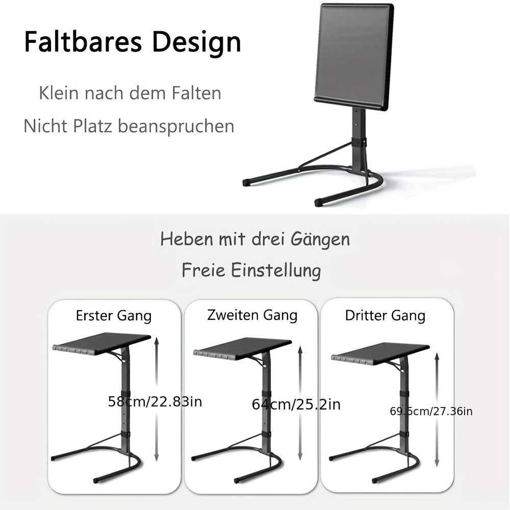 Inklapbare bijzettafel – Laptoptafel – Nachtkastje – Campingtafel – Verstelbare tafel – Verstelbare hoogte 63-76 cm – Compact en lichtgewicht