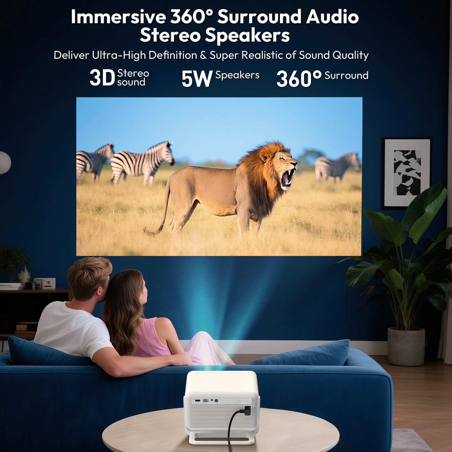Projector – Beamer – Video Projector – Multimediaspeler – Full HD Beamer – Compact Wit Design – 700 ANSI Lumen Helderheid – Native 1080p Resolutie met 4K Ondersteuning