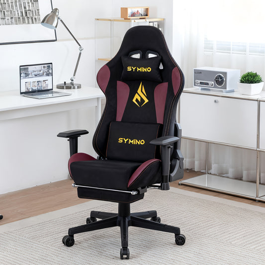 Ergonomische Gamingstoel – Bureaustoel – Gamestoel – PC Stoel – Draaistoel – Met Voetensteun – Zachte Stofbekleding – Hoogwaardig Sponskussen – 5-Wiel Basis – Grijs – Voor Volwassenen