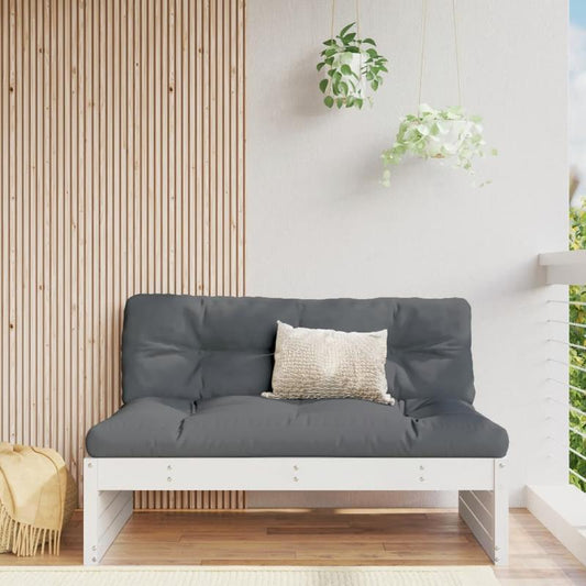 Buitensofa – Tuinbank – Loungebank – Patio Meubel – Terrasbank – Massief Grenen – Weerbestendig Design – Comfortabele Schuimkussens – Wit 120x80 cm