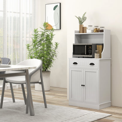 Magnetronkast – Keukenkast – Opbergkast – Kast Met Lade – Keukenmeubel – Verstelbare Planken – Waterafstotend MDF – Wit – Compact Formaat – Anti-Kantel Veilig