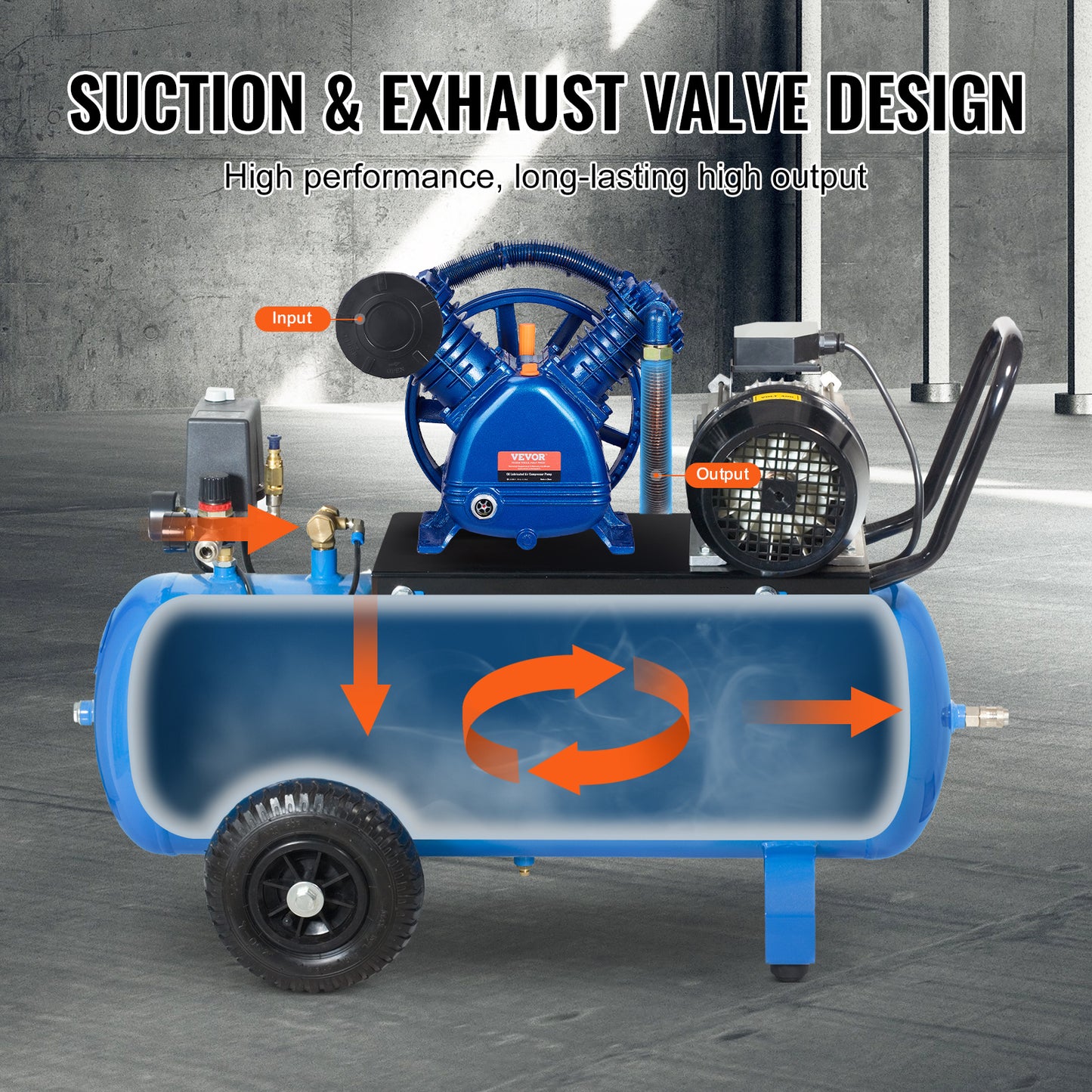 Compressorkop – Luchtcompressorpomp – Pompkop – Dubbelcilinder Compressor – Pistonpomp – 5,5PK Vermogen – Gietijzeren Duurzaam Design