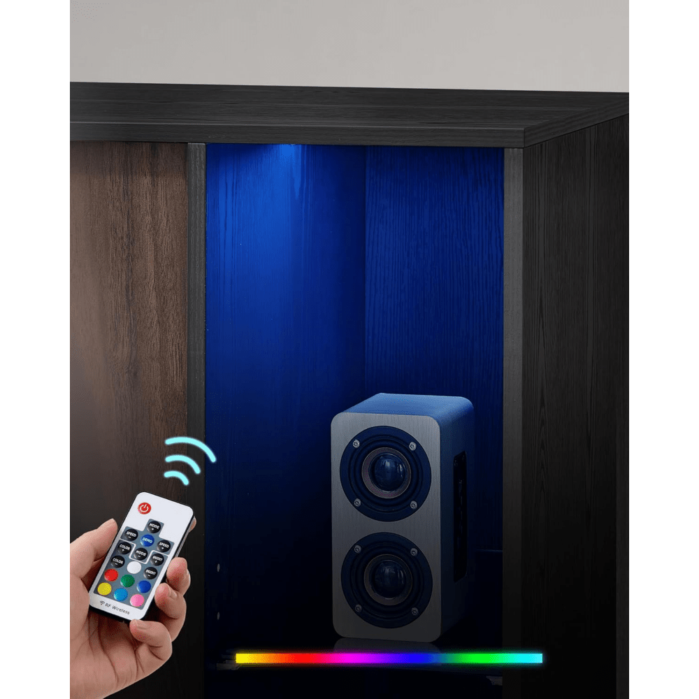 Dressoir – Sidetable – Opbergmeubel – TV-Meubel – Kast – Natuurlijk Walnoot – Snel En Gereedschapsloos Te Monteren – Verstelbare Planken Met RGB-Verlichting