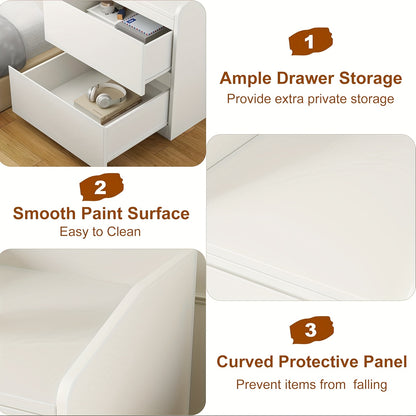 Nachtkastje – Bijzettafel – Ladekast – Opbergkast – Slaapkamerkast – Wit – Modern Design – 2 Lades – MDF Hout – Hoogte 69 cm – Compact & Duurzaam
