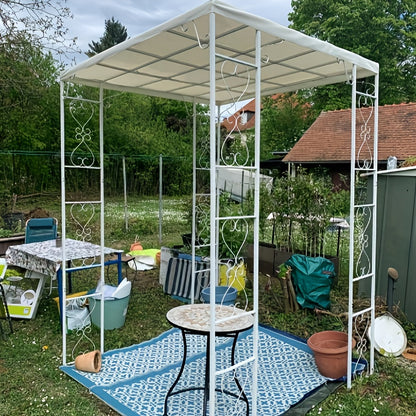 Tuinpaviljoen – Pergola – Prieel – Overkapping – Partytent – Wit Metalen Frame – Waterdicht Canopy – 180x270 cm – Stevig Metalen Pergola Met Ritssluiting