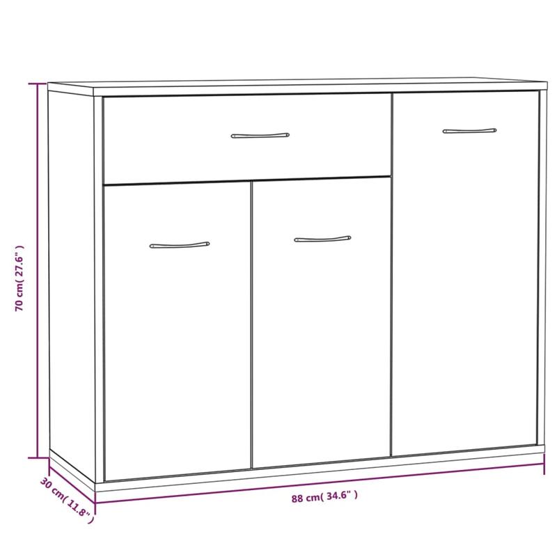 Opbergkast – Dressoir – Kast – Schoenenkast – Bergkast – Rook Eiken – Stevig Meerlagenhout – Ventilatiefunctie – Compact 88x30x70 cm