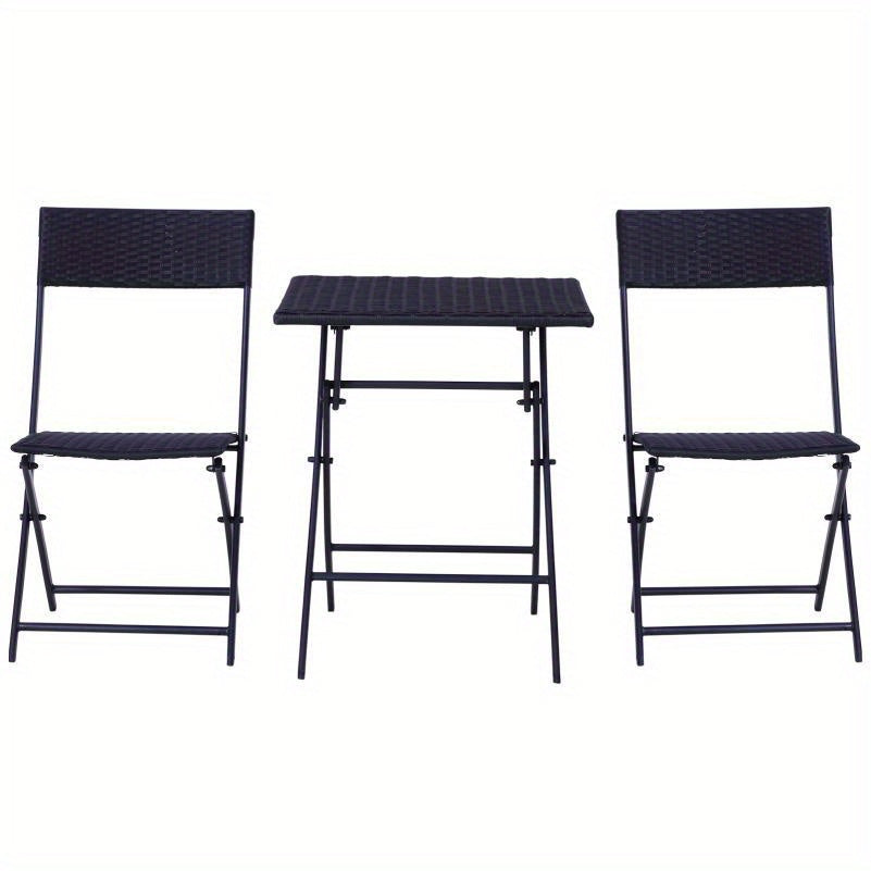 Bistro Set – Tuinset – Balkonset – Terrasmeubilair – Zwart Poly Rotan – Compact Voor 2 Personen – Weerbestendig & Onderhoudsvriendelijk