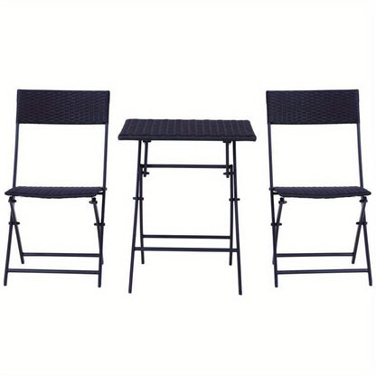Bistro Set – Tuinset – Balkonset – Terrasmeubilair – Zwart Poly Rotan – Compact Voor 2 Personen – Weerbestendig & Onderhoudsvriendelijk