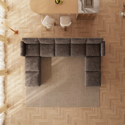 Hoekbank – Bankstel – Loungebank – Modulaire Sofa – U-Vormige Bank – 5-Zits Met Opbergruimte – Verstelbaar Tussen U- En L-Vorm – Stevig Houtvrij Frame