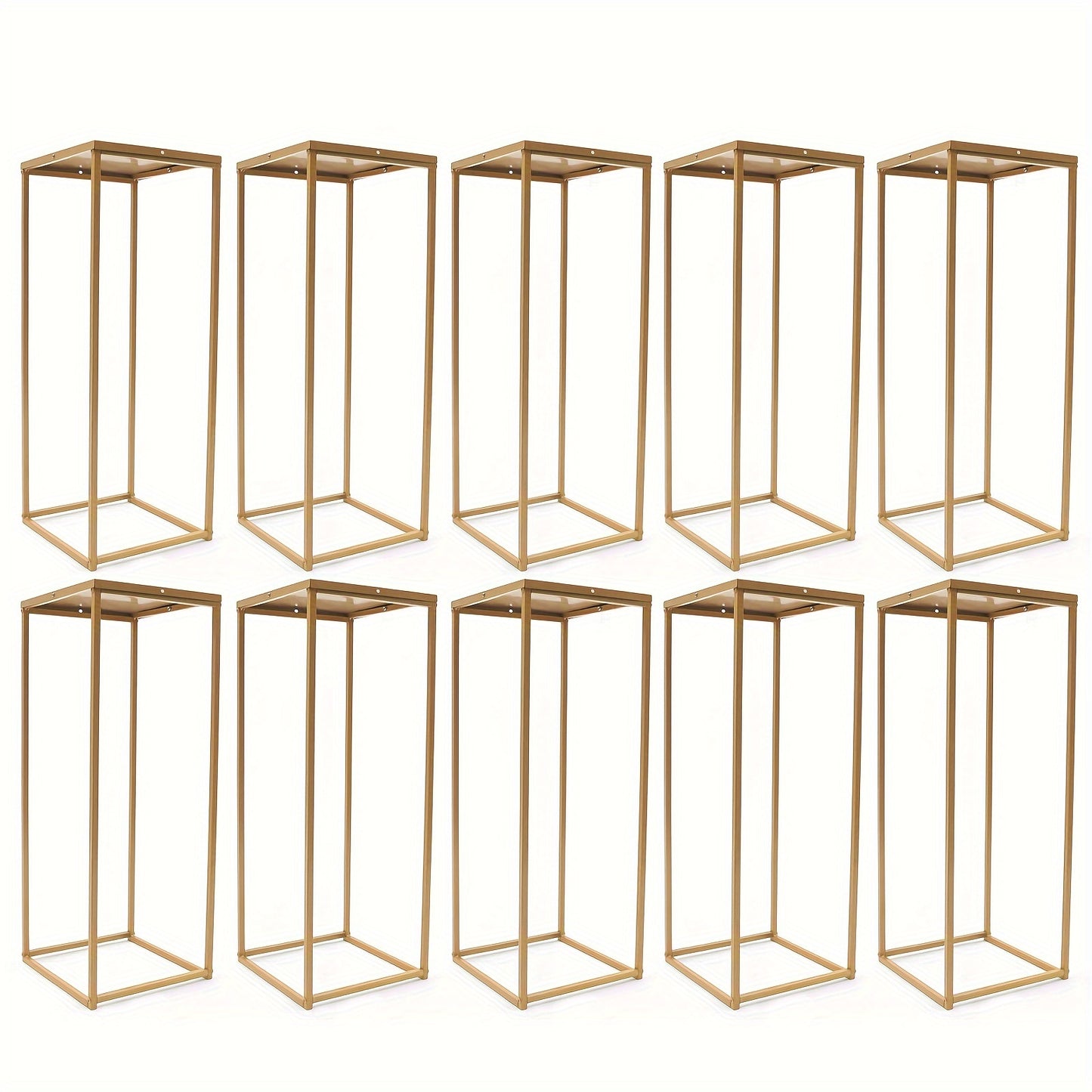Metalen Bloemstandaard – Bloemenhouder – Bloemvoet – Bloempotstandaard – Bloemdecoratie – Set Van 10 Gouden Standaards – 80 cm Hoog – Gietijzer Stevig En Duurzaam