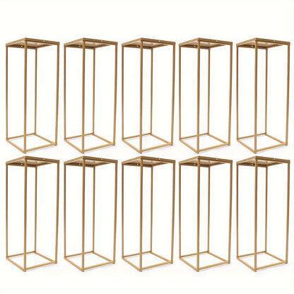 Metalen Bloemstandaard – Bloemenhouder – Bloemvoet – Bloempotstandaard – Bloemdecoratie – Set Van 10 Gouden Standaards – 80 cm Hoog – Gietijzer Stevig En Duurzaam