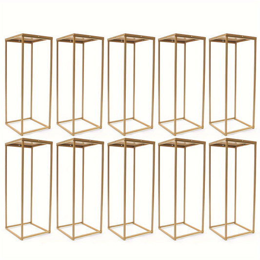 Metalen Bloemstandaard – Bloemenhouder – Bloemvoet – Bloempotstandaard – Bloemdecoratie – Set Van 10 Gouden Standaards – 80 cm Hoog – Gietijzer Stevig En Duurzaam