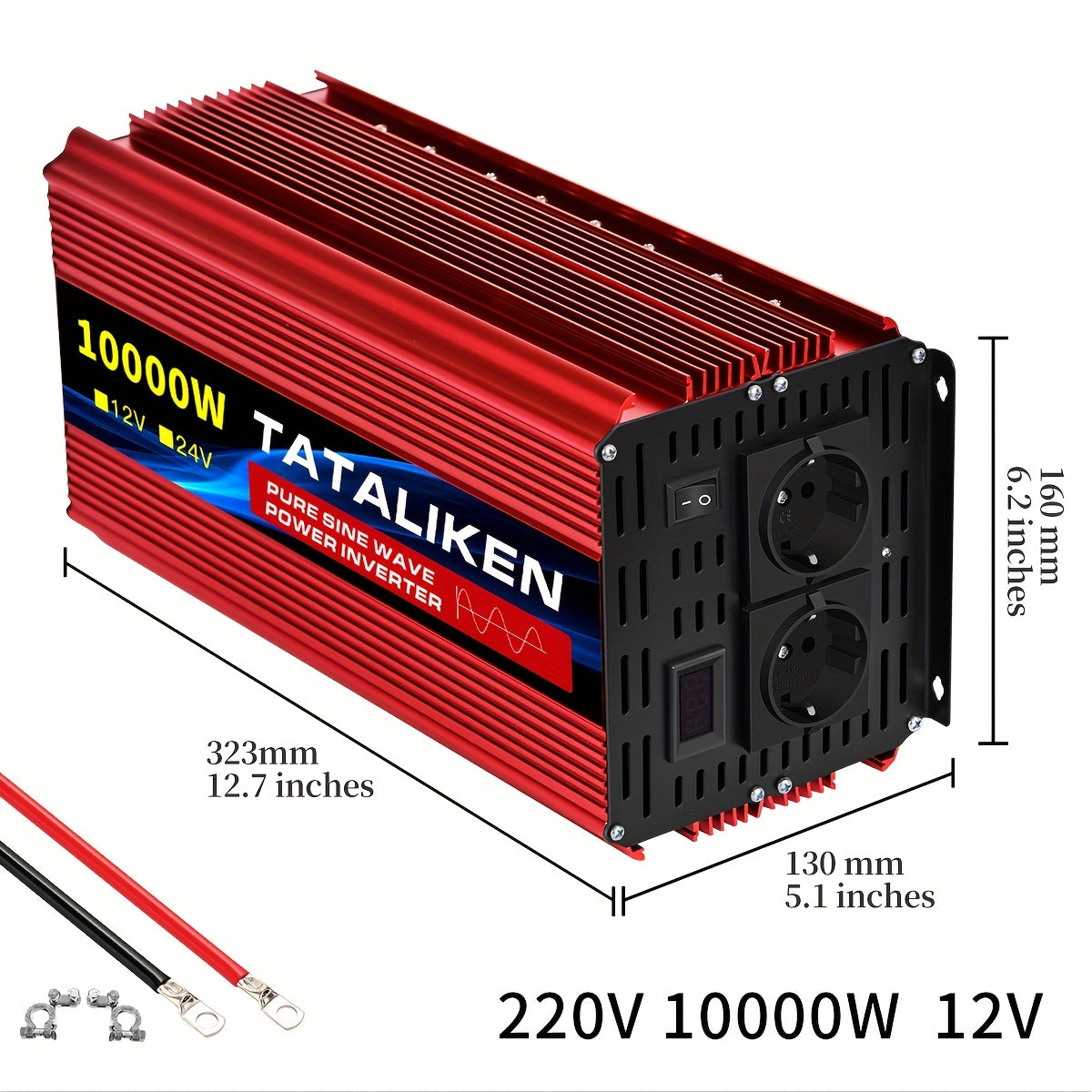 Zuivere Sinusomvormer – Stroomomzetter – Omvormer – Spanningsomvormer – Power Inverter – 12V Naar 220V – 10.000W Vermogen – Compact Met LED-Display