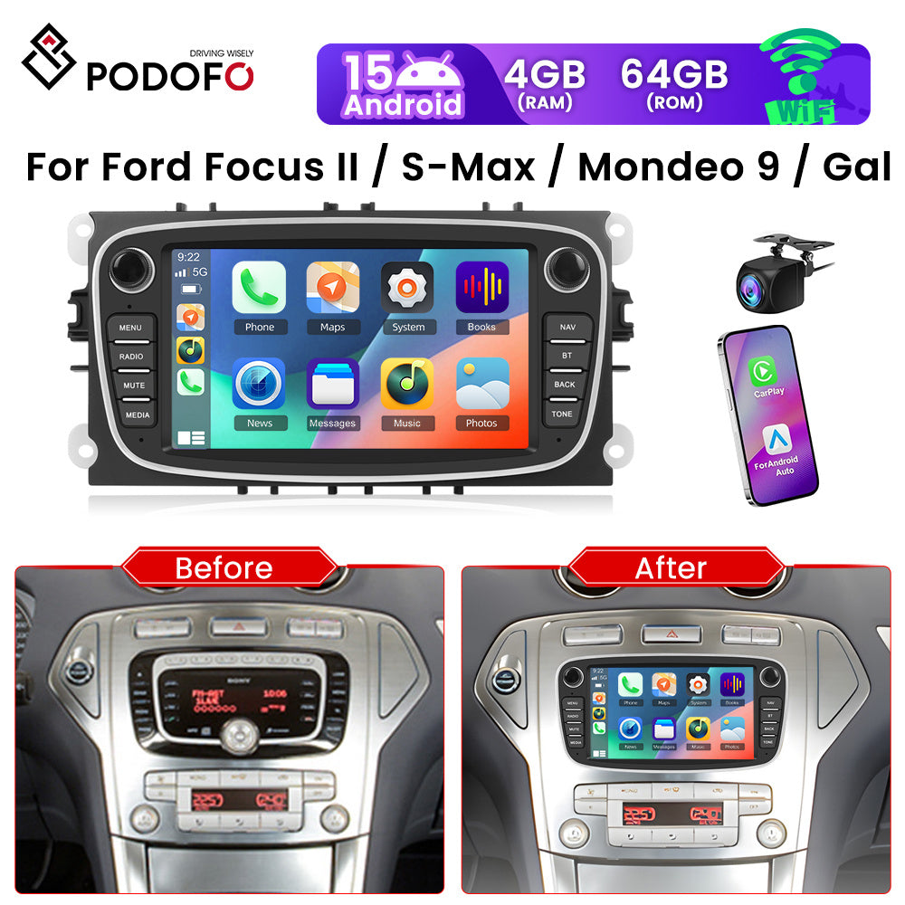 Autoradio – Auto Radio – Multimedia Speler – DAB+ Radio – 7 Inch IPS Touchscreen – Android 15 – Draadloze Bluetooth 5.0 – Met GPS & Achteruitrijcamera